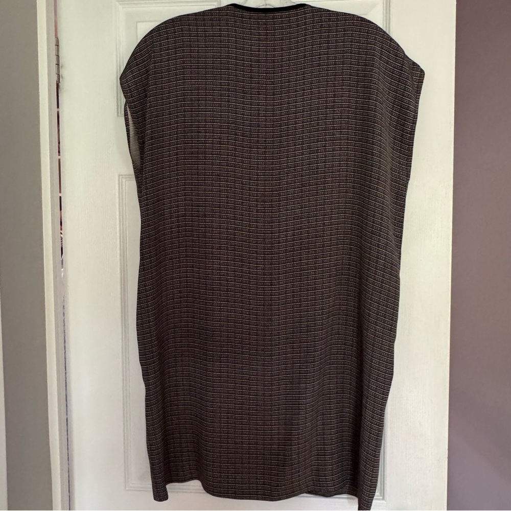 Vince Ptp 21" 100% Silk Shift Dress Black & Beige Print - Picture 6 of 9